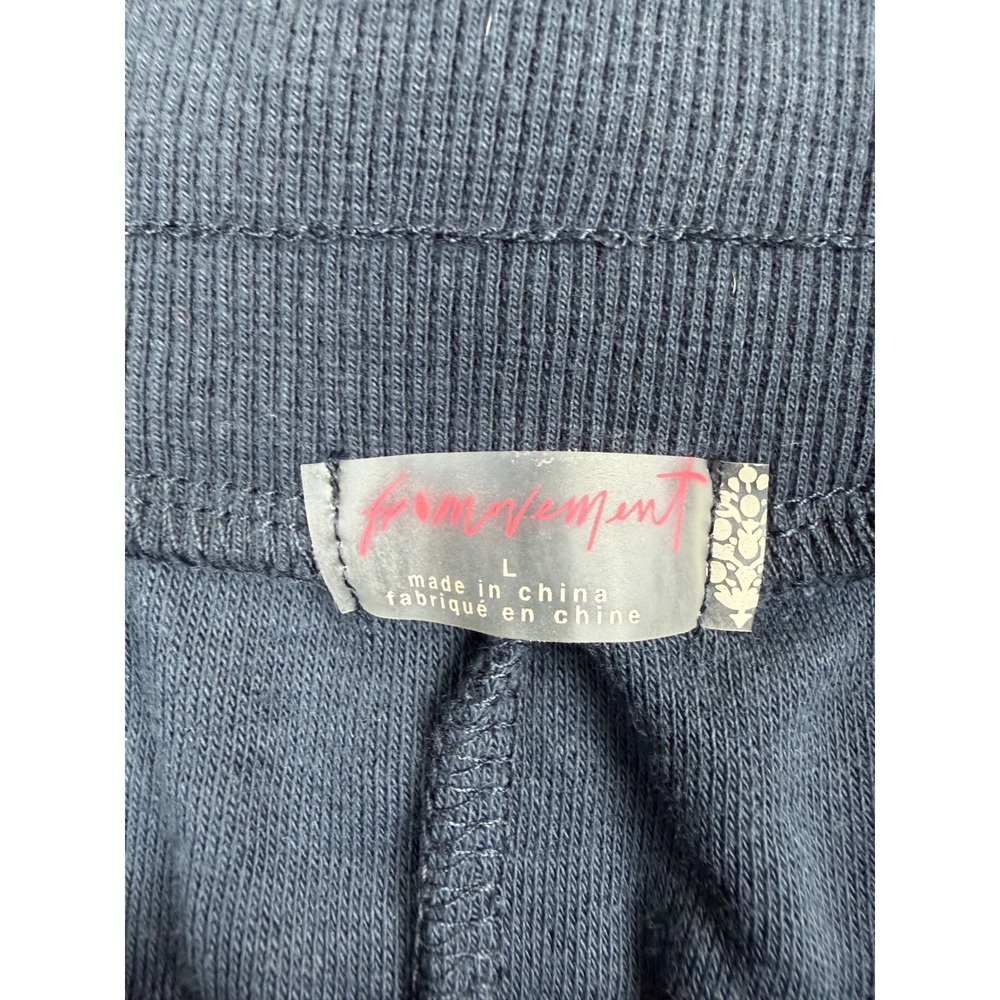 FP Movement Free People Navy Blue Terry Cloth Athletic Shorts White Stripes L - Picture 3 of 3